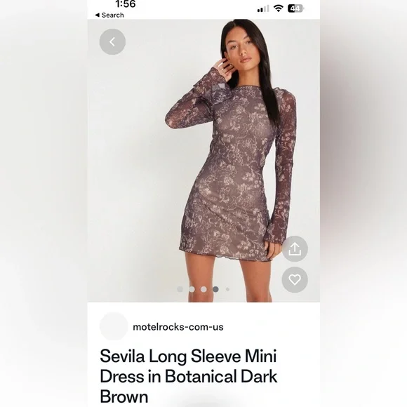 knee length dresses for ladies Sevila Long Sleeve Mini Dress in Mesh Tonal Paisley Green